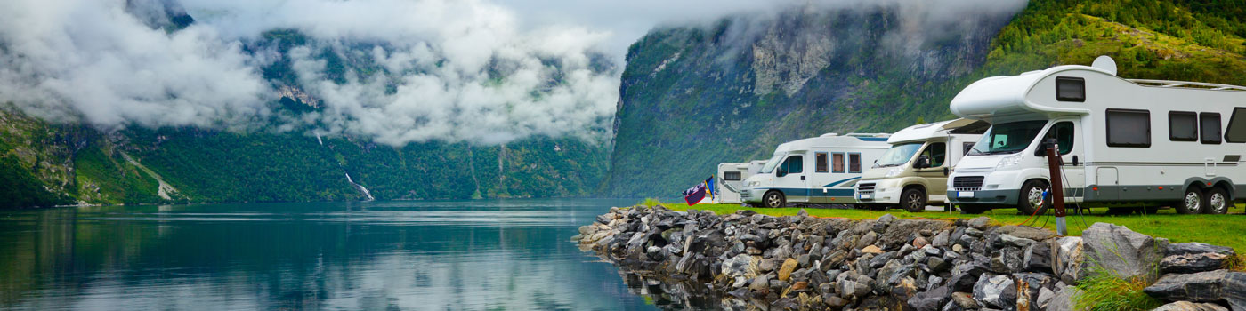 rv and mountain scenery